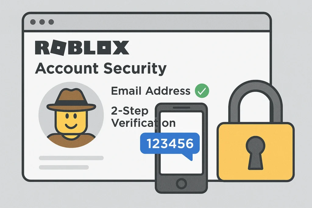 User enabling two-step verification on Roblox