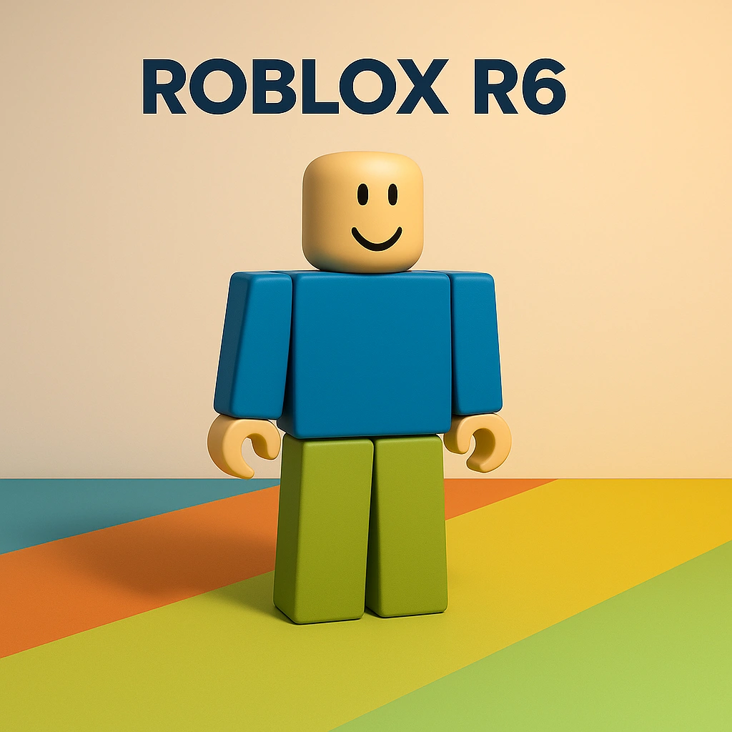 R6 avatar rig anatomy showing simplified 6-part structure