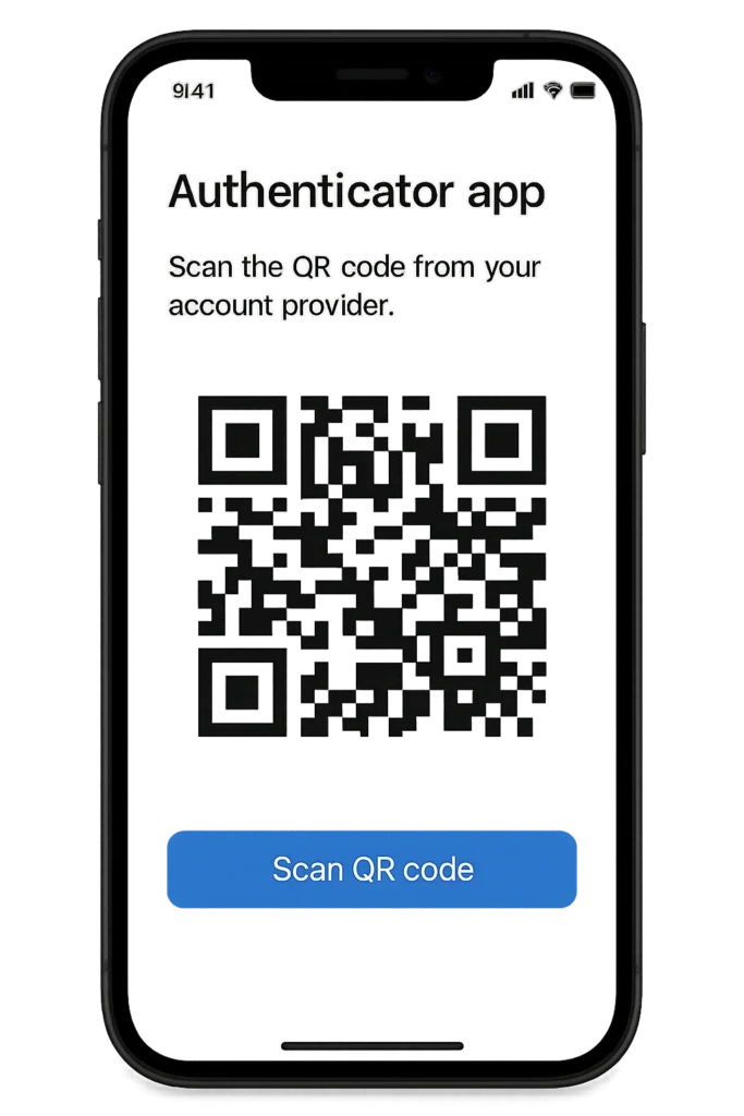 Scan QR code in Authenticator App