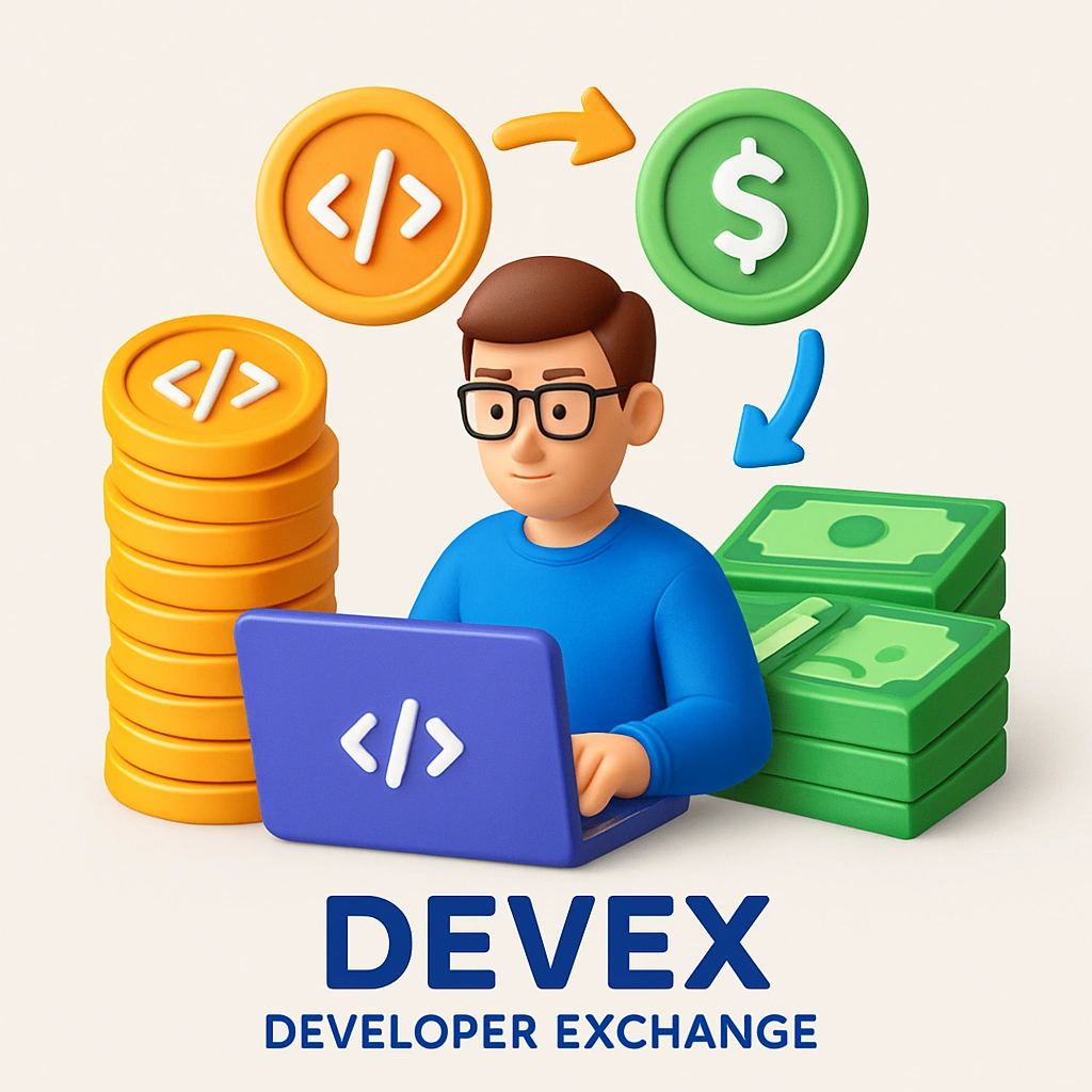 DevEx program illustration showing Robux to real money conversion