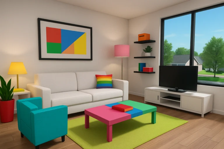 Brookhaven RP modern house decoration with colorful props and stylish interior